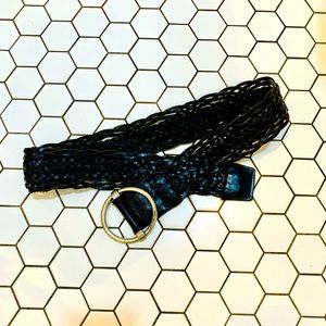 90's Braided Black Leather Belt